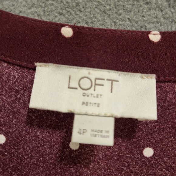 Loft Midi Wrap Dress Women's Size 4P Polka Dot Office Career Party Flowy Classic - Picture 3 of 6